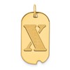 14k Polished Letter X Initial Dog Tag Pendant