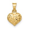 14k Polished Diamond-cut Small Puffed Heart Pendant