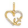 14k CZ Heart with Anchor Pendant