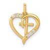 14K Polished Open Heart with Cross and CZ Pendant