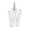 14K White Gold Slanted Block Letter W Initial Charm