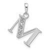 14K White Gold Diamond Letter M Initial Pendant