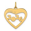 14K Polished CLASS OF 2026 Cut-Out Heart Charm