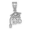 14K White Gold Graduation Cap 25 with Tassel Charm
