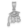 14K White Gold Graduation Cap 26 with Tassel Charm