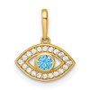 14k Polished Blue and Clear CZ Evil Eye Charm / Pendant