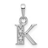 14KW Rhodium-plated Diamond Letter K Initial Pendant