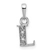 14KW Rhodium-plated Diamond Letter L Initial Pendant