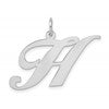 14k White Gold Large Fancy Script Letter H Initial Charm