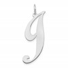 14k White Gold Large Fancy Script Letter J Initial Charm