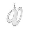 14k White Gold Large Fancy Script Letter V Initial Charm