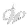 14k White Gold Large Fancy Script Letter W Initial Charm