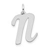 14k White Gold Large Script Letter N Initial Charm