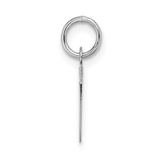 14K White Gold Small Block Letter V Initial Charm