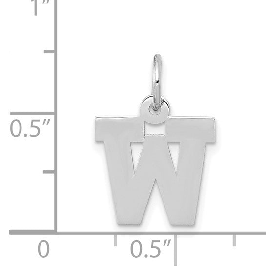 14K White Gold Small Block Letter W Initial Charm