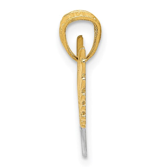 14K and White Rhodium Polished Hearts with Wings Pendant