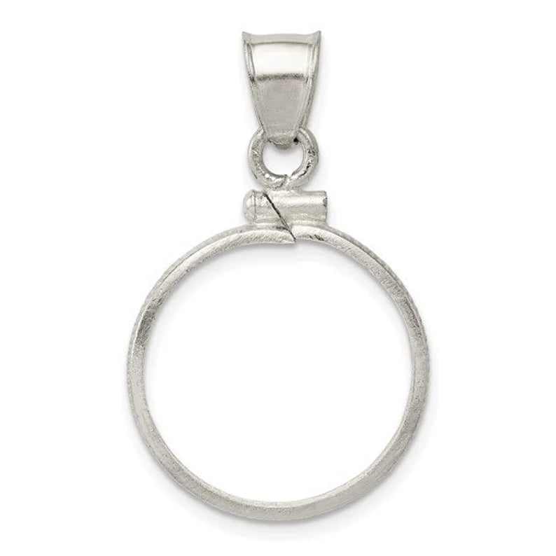 Sterling Silver 925 Coin Bezel Mountings for Coins Cent Dime Nickel Quarter Half Dollar Plain, Diamond Cut, Rope Chain Screw Top Pendant