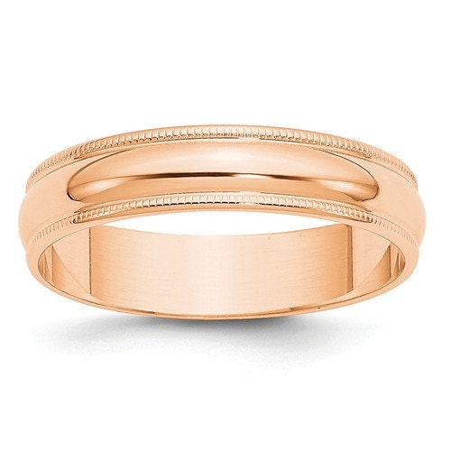10K Solid Rose Gold 3mm 4mm 5mm 6mm Milgrain Men's and Women's Wedding Band Ring Sizes 4-14. Engagement Anniversary Midi Ring - Lazuli