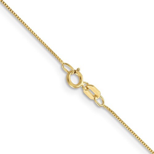 10k Yellow Gold .5mm .7mm 1mm 1.3mm and 1.5mm Box Chain Necklace 16",18",20",22",24"