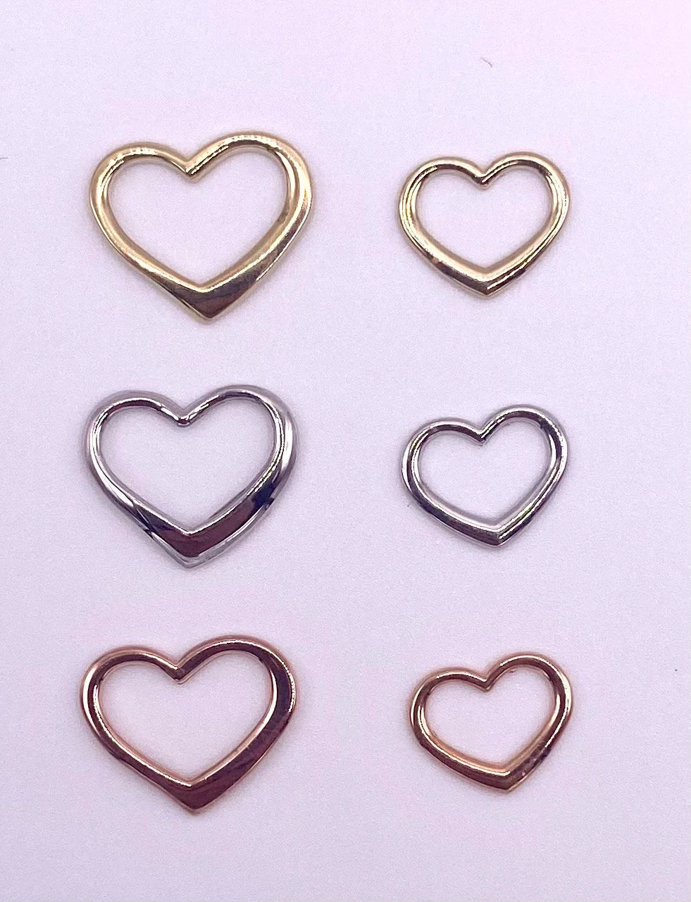 14K or 10k Yellow White or Rose Gold 2-D Floating Heart Slides Charm Pendant for Necklace Chain or Earrings