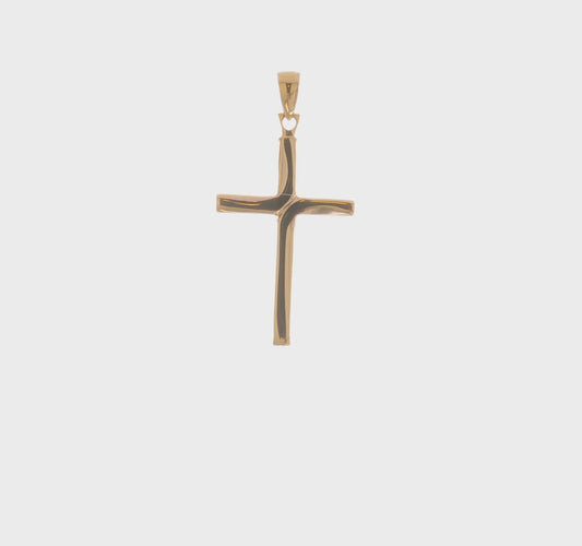 14k Solid Yellow Gold Polished Finish Latin Cross Charm Pendant 1.25" Long x .5" Width. Classic Religious Jewelry