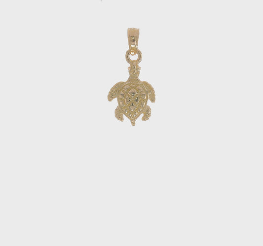14K Gold Textured Sea Turtle Charm
