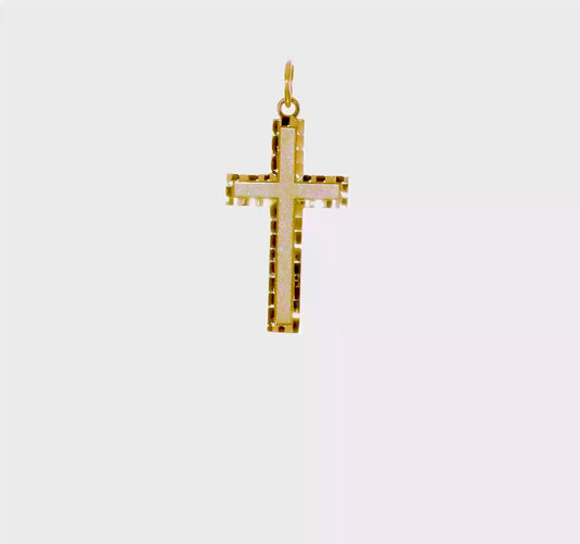 14K Diamond-cut Cross Charm