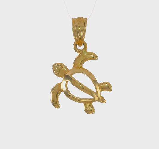 14k Gold Small Open Turtle Pendant