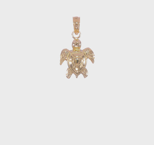 14K Gold Textured Mini Sea Turtle Charm