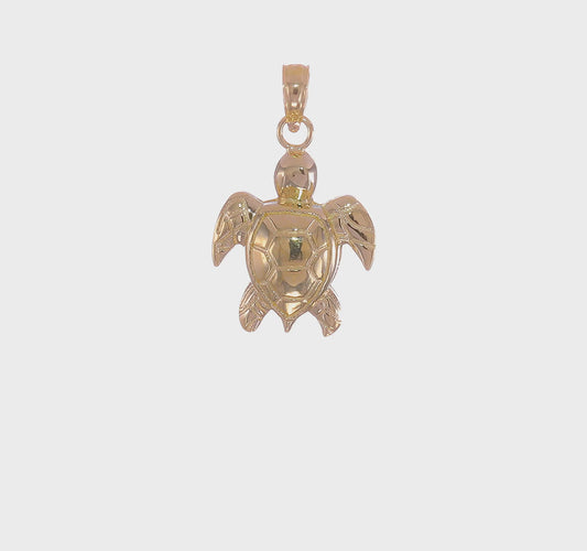 14K Gold Textured Sea Turtle Charm
