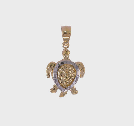 14K Gold Two-tone Gold Turtle Charm