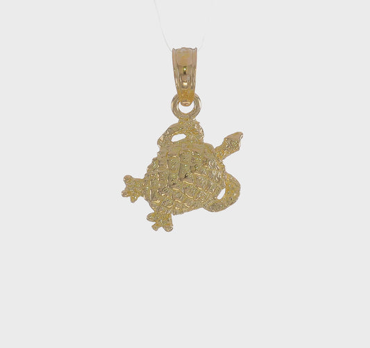 14K Gold Textured Sea Turtle Charm