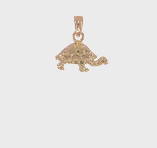 14K Gold Polished and Textured Mini Turtle Charm