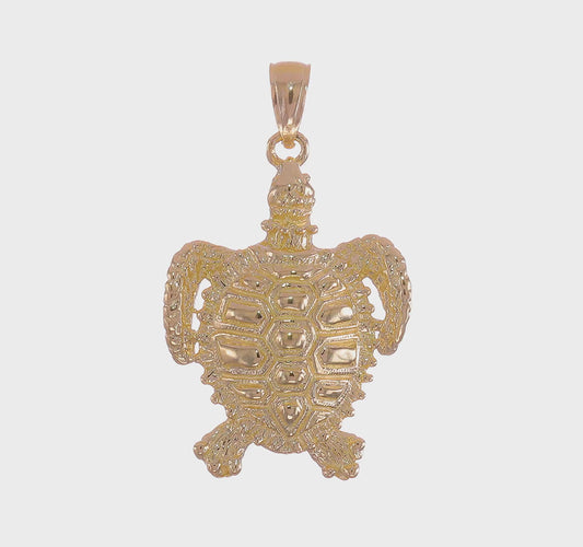 14K Yellow Gold Large Land Turtle Charm