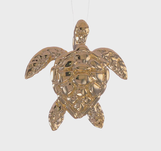 14k Gold Polished Large Sea Turtle Chain Slide