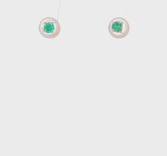 Real 14kt Yellow Gold Madi K 3mm Genuine Emerald Screwback Earrings