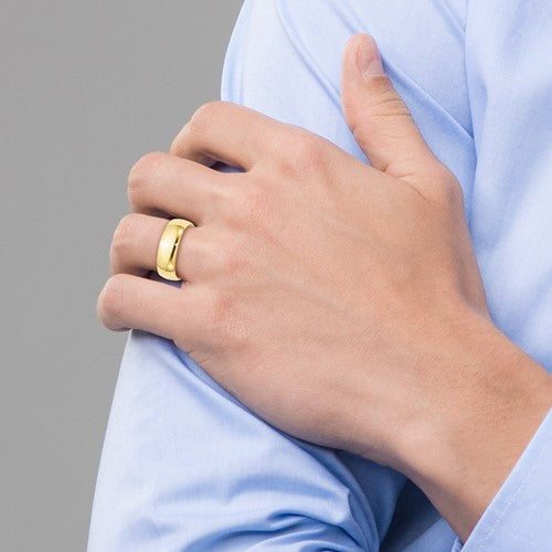 10K Solid Yellow Gold 6mm 7mm 8mm 10mm 12mm Men's Women's Wedding Band Ring Sizes 4-14. Thumb Toe Midi Stacking Cigar Band