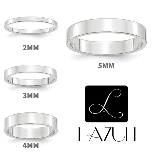 14K White Gold 2mm 3mm 4mm 5mm Wide Flat Men's and Women's Wedding Band Ring Sizes 4-14. Anniversary Engagement Cigar Band Rings Midi Toe Thumb rings