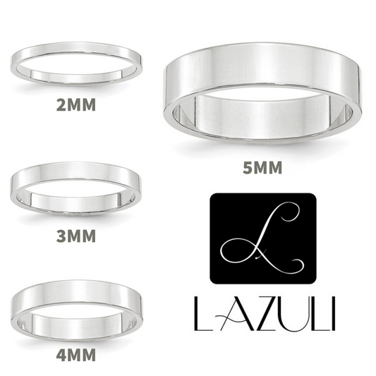 10K White Gold 2mm 3mm 4mm 5mm Wide Flat Men's and Women's Wedding Band Ring Sizes 4-14. Anniversary Engagement Cigar Band Rings Midi Toe Thumb rings