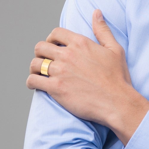 10K Yellow Gold 6MM 7MM 8MM 10MM 12MM Wide Flat Men's and Women's Wedding Band Ring Sizes 4-14. Anniversary Engagement Cigar Band Rings Midi Toe Thumb rings