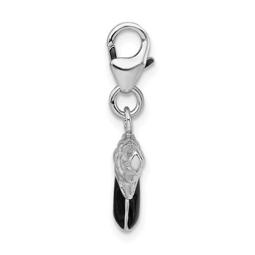 Amore La Vita Sterling Silver Rhodium-plated Polished 3-D Enameled Pistol Charm with Fancy Lobster Clasp