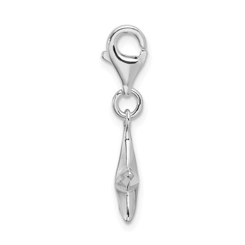 Amore La Vita Sterling Silver Rhodium-plated Polished 3-D Diamond-cut Star Charm with Fancy Lobster Clasp