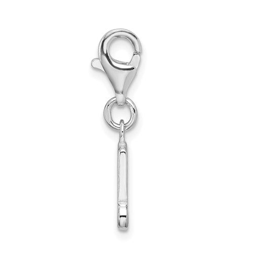 Amore La Vita Sterling Silver Rhodium-plated Polished Beamed Sixteenth Note Charm with Fancy Lobster Clasp