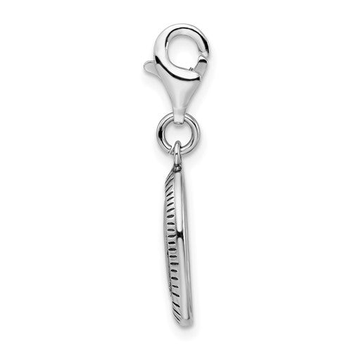 Amore La Vita Sterling Silver Rhodium-plated Polished Antiqued SISTER Charm with Fancy Lobster Clasp