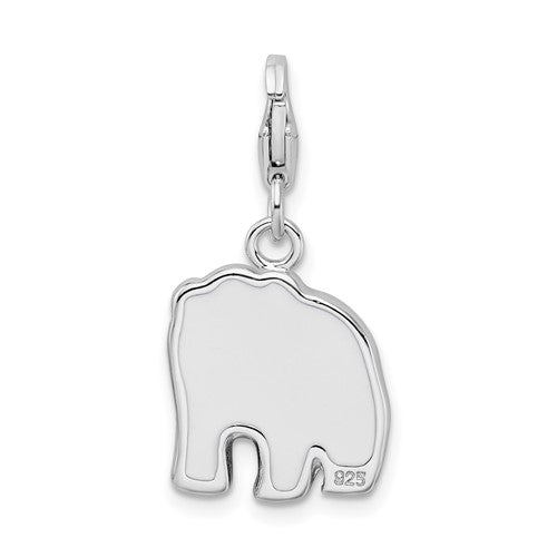 Amore La Vita Sterling Silver Rhodium-plated Polished Enameled Panda Bear Charm with Fancy Lobster Clasp