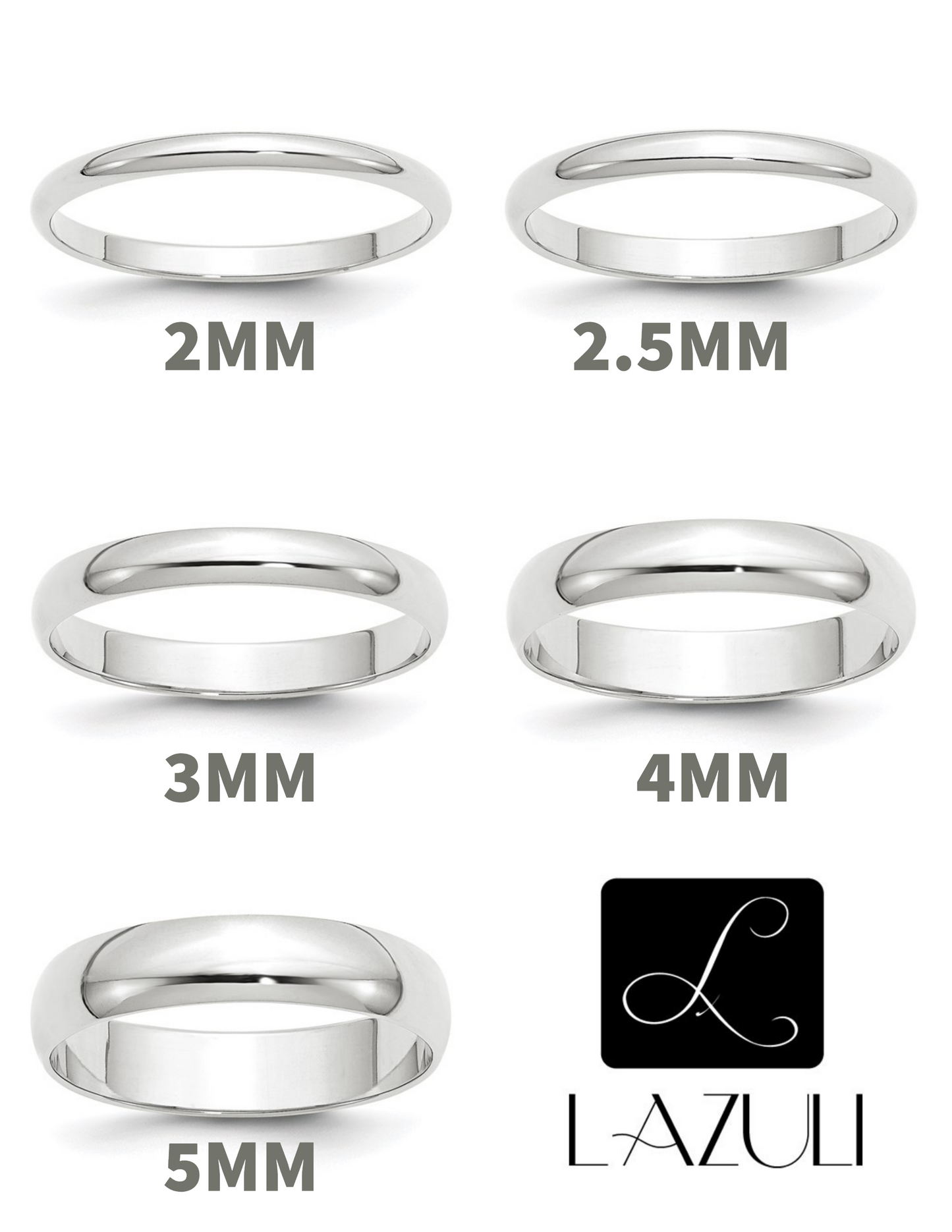 10K Solid White Gold 2mm 2.5mm 3mm 4mm 5mm Men's Women's Wedding Band Ring Sizes 4-14. Thumb Toe Midi Stacking Band