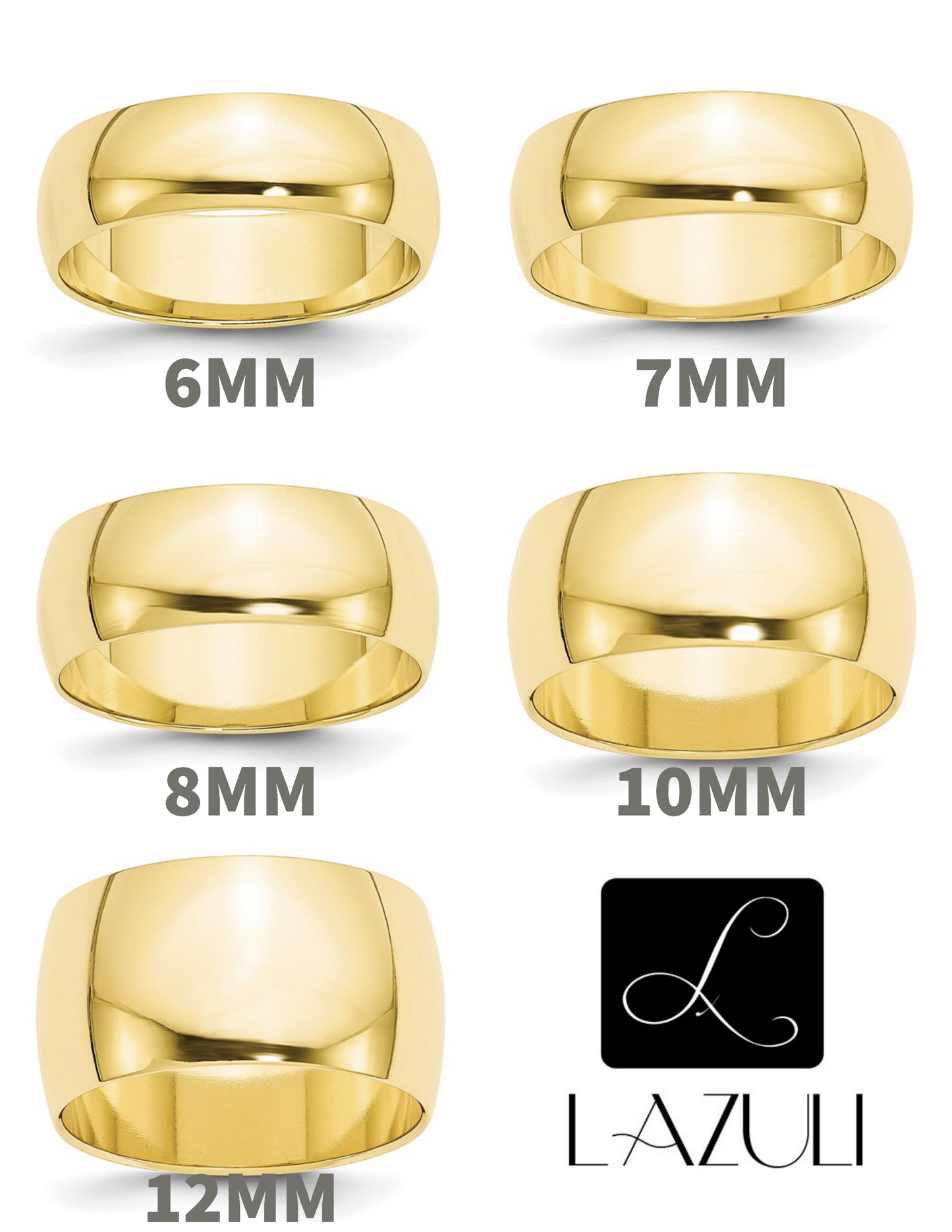 14K Solid Yellow Gold 6mm 7mm 8mm 10mm 12mm Men's Women's Wedding Band Ring Sizes 4-14. Thumb Toe Midi Stacking Cigar Band