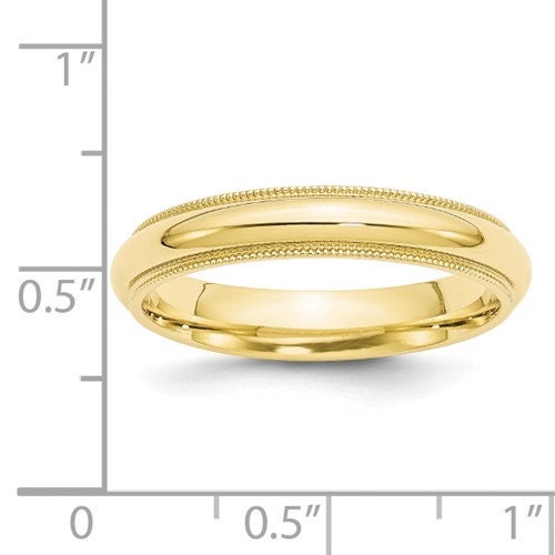 REAL COMFORT FIT 10K Solid Yellow Gold 4mm Milgrain Men's and Women's Wedding Band Ring Sizes 4-14. Solid 10k Yellow Gold, Made in the U.S. - Lazuli