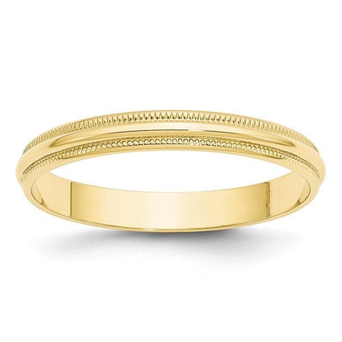 14K Solid Yellow Gold 3mm 4mm 5mm 6mm Milgrain Men's and Women's Wedding Band Ring Sizes 4-14. Engagement Anniversary Midi Ring - Lazuli