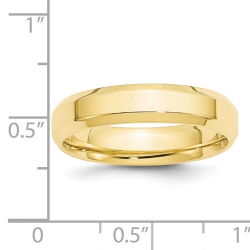 REAL Comfort Fit 10K Solid Yellow Gold 5mm Beveled Edge Men's and Women's Wedding Band Engagement Anniversary Midi Thumb Toe Ring Sizes 4-14